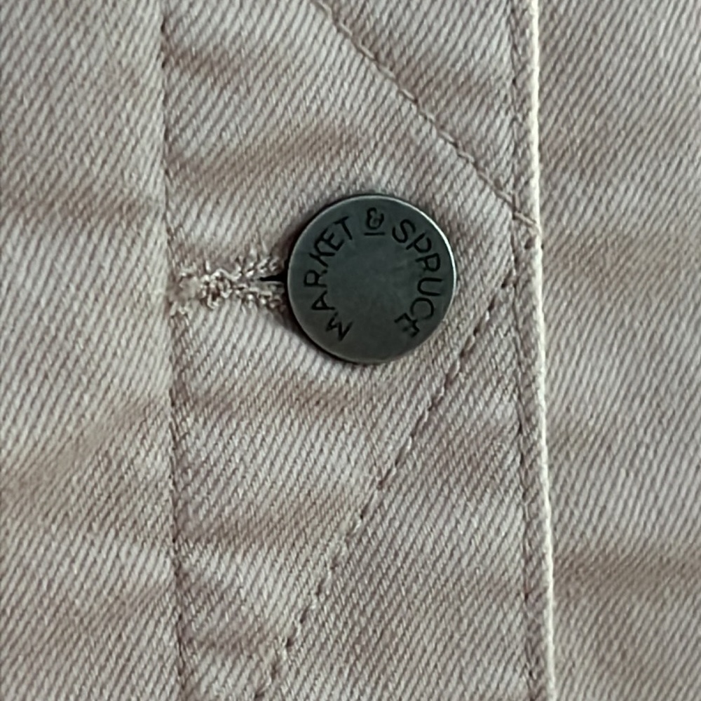 MARKET AND SPRUCE Camila Boyfriend Denim Jacket Solid Print Blush Unlined Lg - Picture 11 of 17